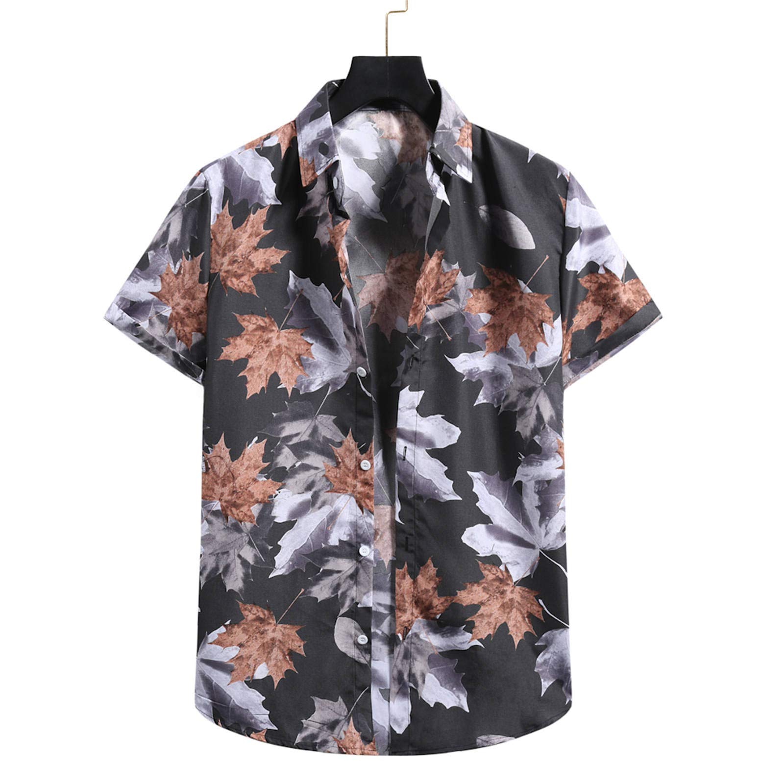 Men's Short Sleeve Hawaiian Floral Shirt - Breathable Beach Cardigan with Turtleneck Design | Perfect for Summer Vacations, Pool Parties & Tropical Getaways