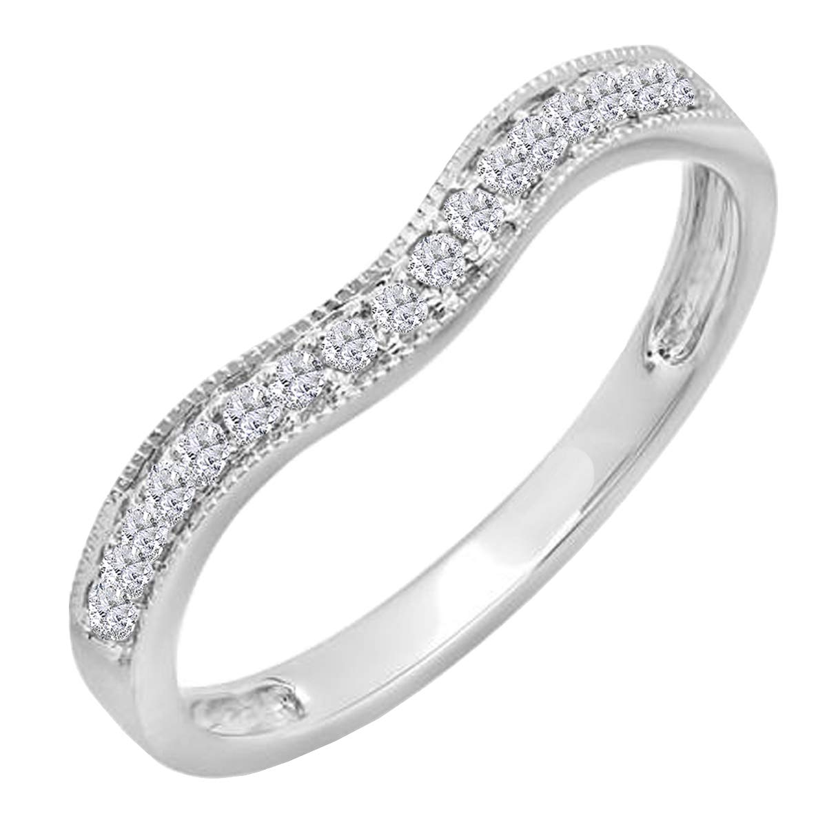 0.15 Carat (ctw) 10K Gold Round Diamond Ladies Anniversary Wedding Band Guard Ring - Perfect for Bridal Jewelry, Wedding Gifts & Anniversary Celebrations