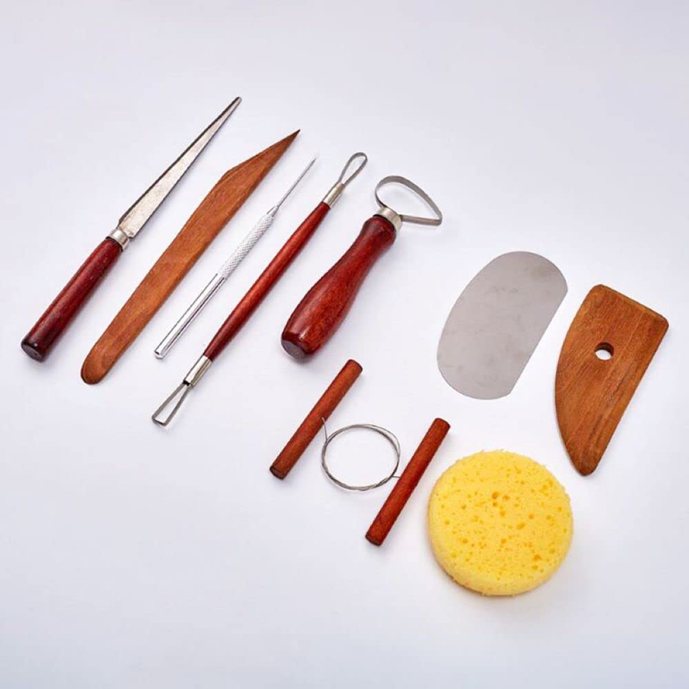 Feqsky 9-Piece Red Clay Sculpting Kit - Professional Polymer Clay Tools for Smoothing, Carving & Shaping - Ceramic & Pottery Modeling Tools for Artists & DIY Crafters - Perfect for Sculpting, Pottery Making & Art Projects
