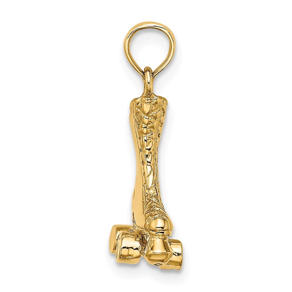 14K Yellow Gold 3D Roller Skate Pendant Necklace - Jewelry Gift for Skaters & Roller Derby Fans - Perfect for Birthdays, Anniversaries & Sporty Fashion