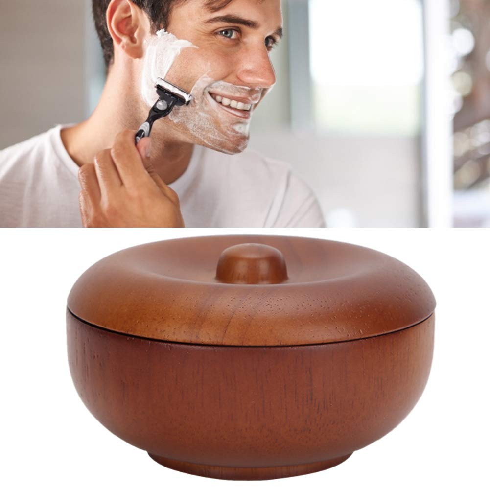 Premium Wooden Shaving Soap Bowl with Lid - Handcrafted Men's Wet Shaving Lather Mug for Rich Foam - Perfect for Traditional Barber Shave & Home Grooming Routine