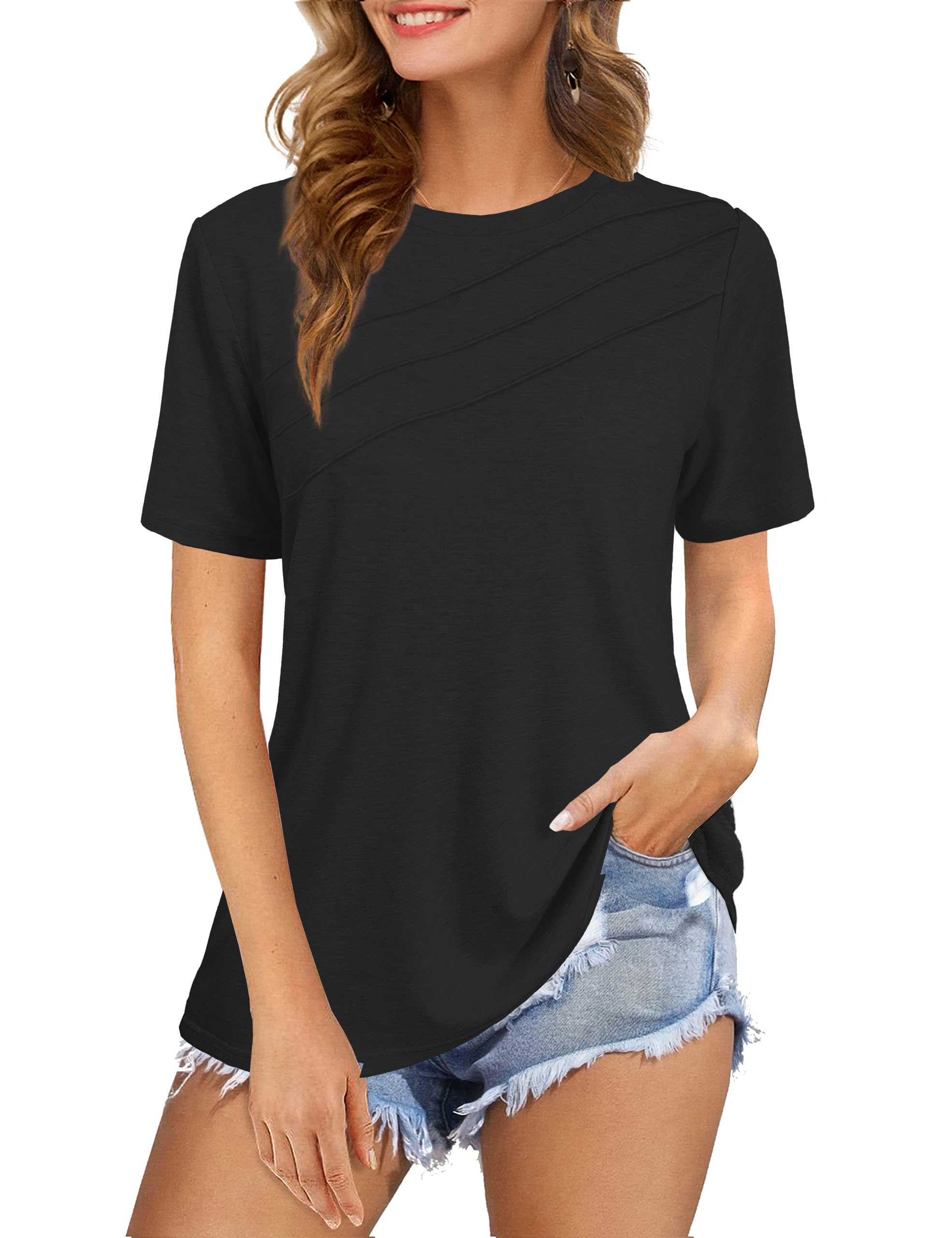 JomeDesign Women's Short Sleeve Crew Neck T-Shirt - Loose Fit Casual Summer Top for Women | Perfect for Beach, Travel & Everyday Wear