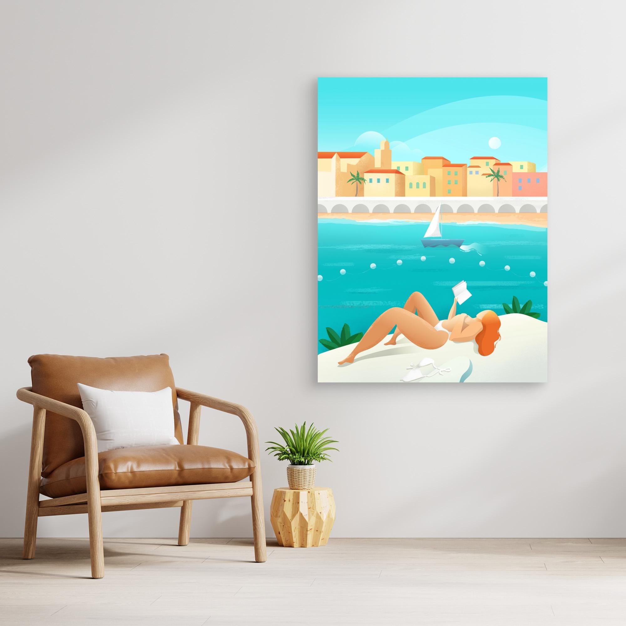Stunning Canvas Print - Cote d'Azur by Petra Lizde - Coastal Wall Art for Living Room, Bedroom & Office Decor