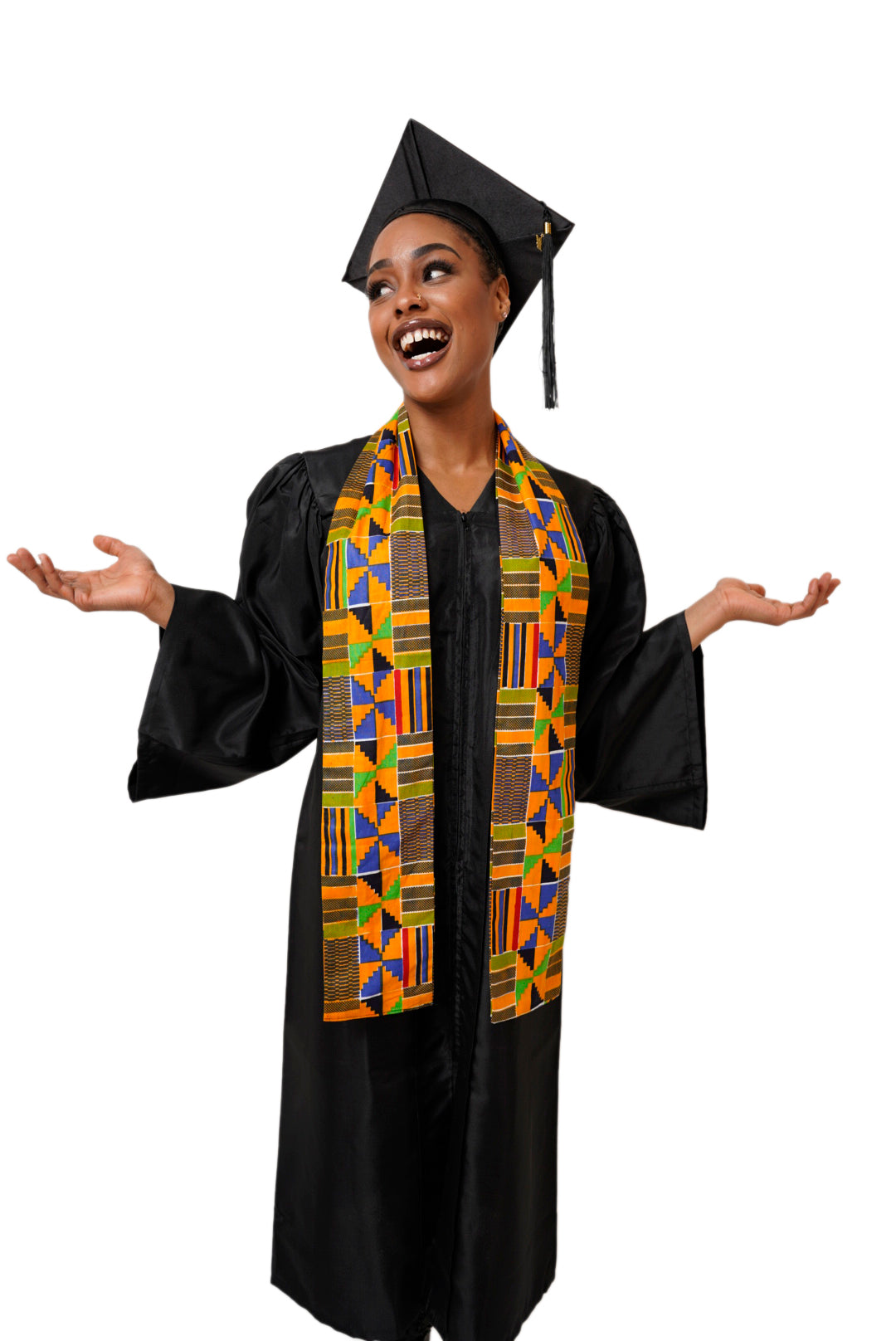 Kente African Print Graduation Stole/Sash DP4075S1 - Authentic African Kente Cloth Stole for Graduation Ceremonies, Cultural Events & Special Occasions