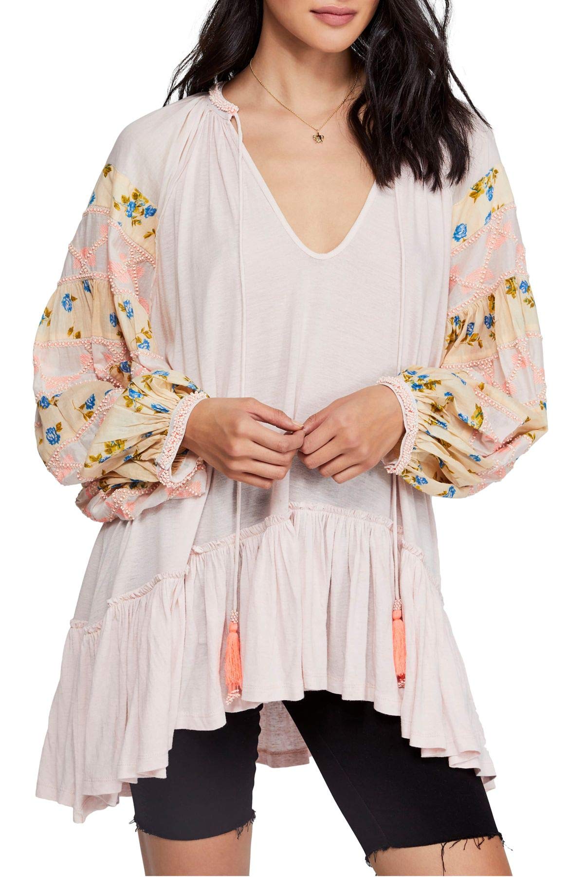 Free People Women's Mix It Up Tunic Dress - Flowy Boho Chic Long Sleeve Casual Dress for Women | Perfect for Beach, Music Festivals & Everyday Wear