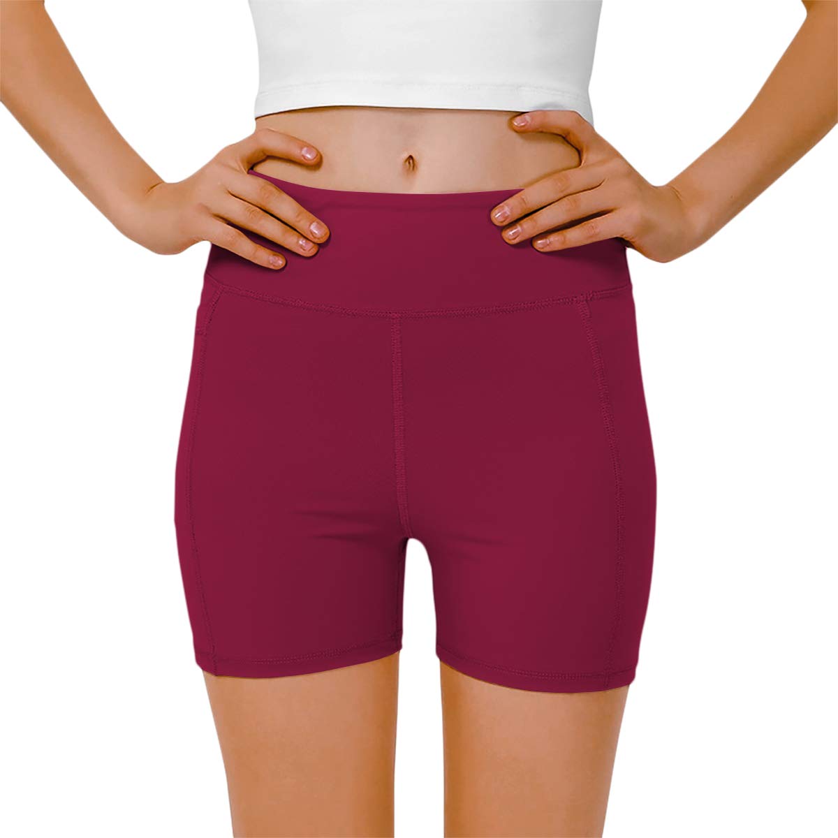 HIAMIGOS Women's High Waisted Yoga Shorts with Pockets - Non See Through Workout Shorts for Gym, Running, Cycling | Perfect for Yoga, Pilates & Active Lifestyle