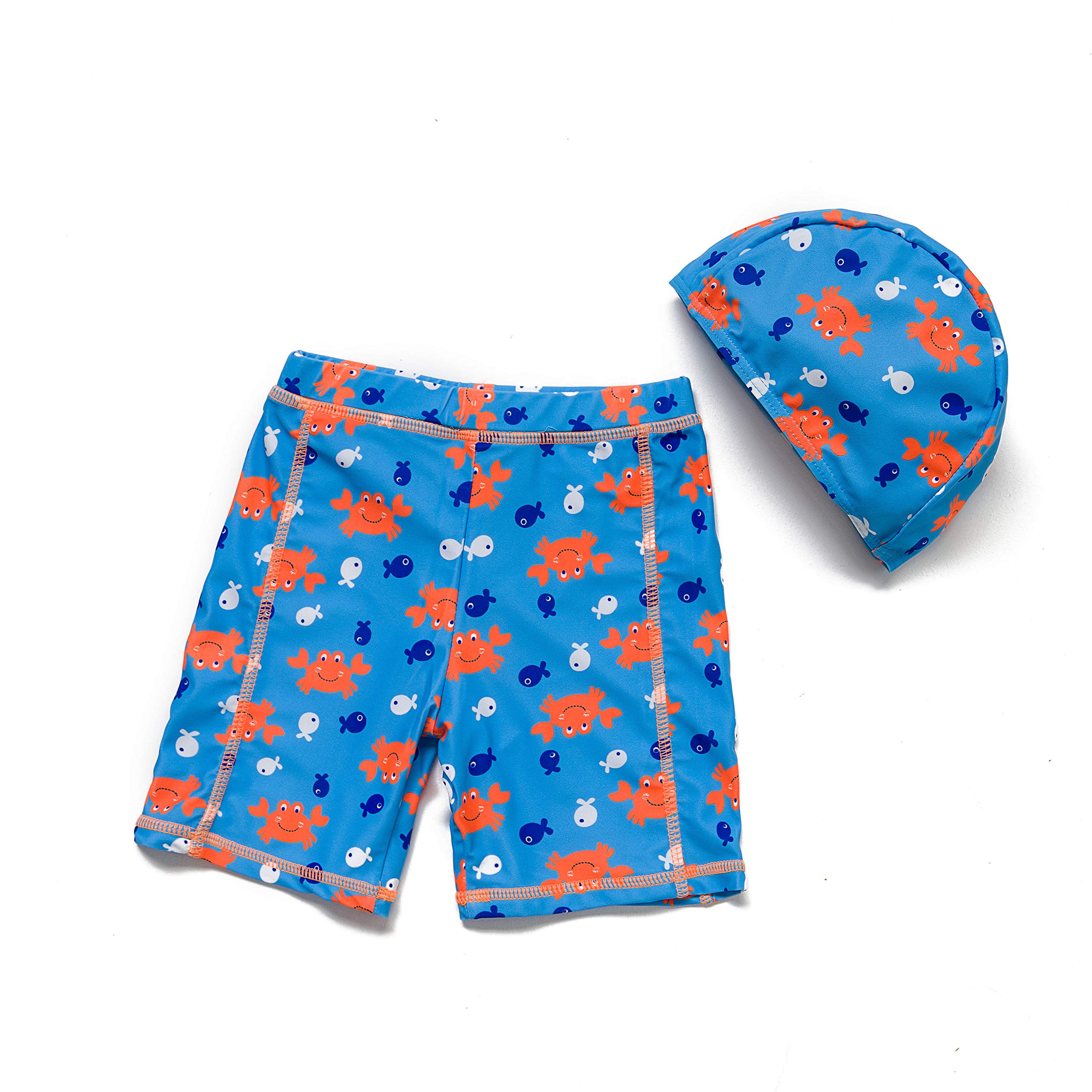 Baby & Toddler UPF 50+ Sun Protection Swim Trunks with Matching Sun Hat - Quick Dry Board Shorts for Beach, Pool & Summer Outdoor Activities
