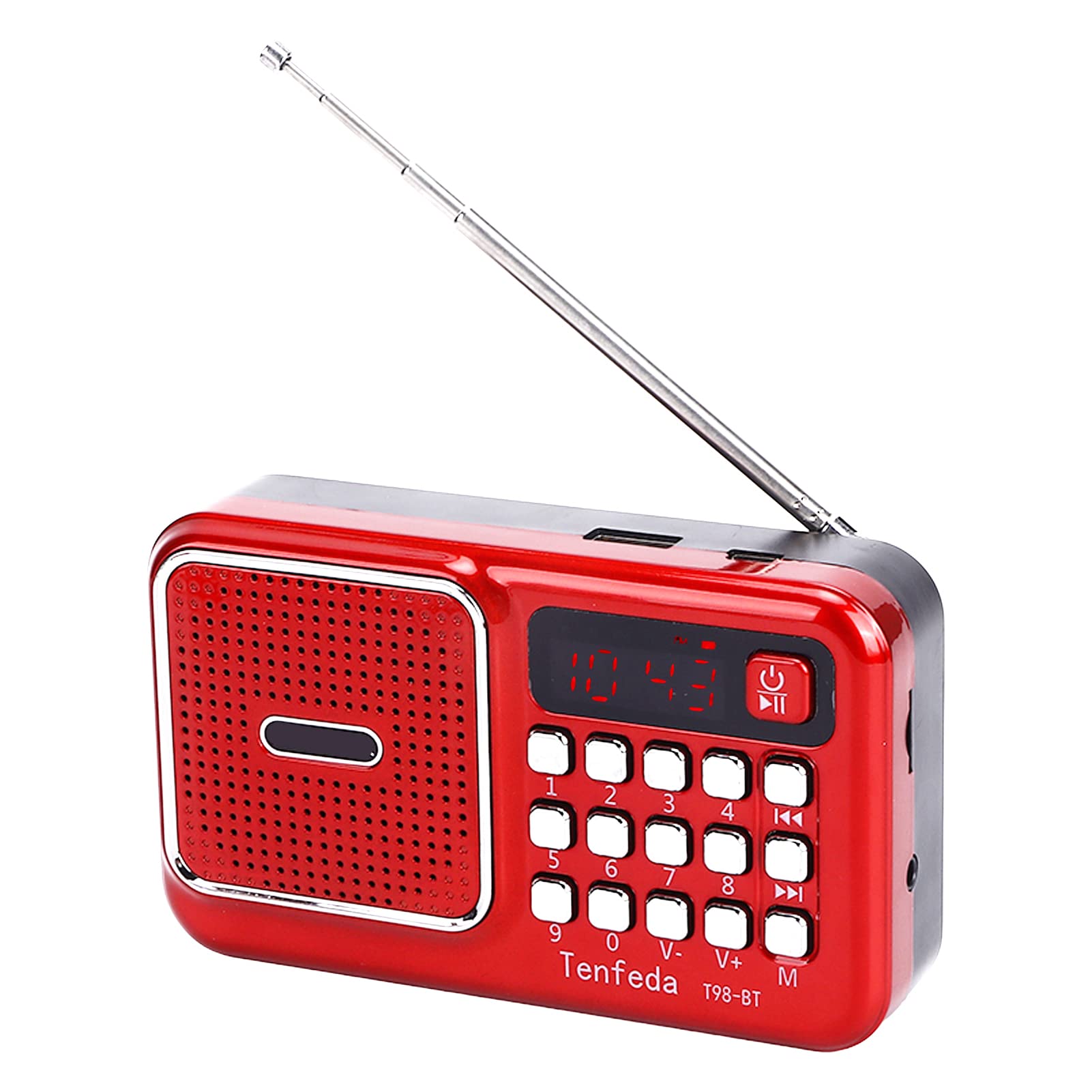 Portable Shortwave AM FM Radio with LCD Display, MP3 Player & Bass Speaker - Battery or USB Powered for Home, Office, Travel & Emergency Use