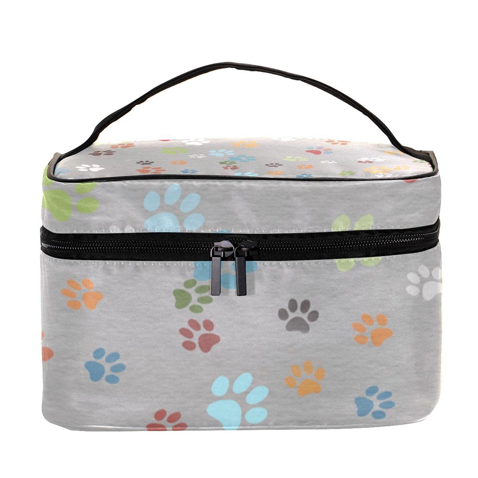 Colorful Cat & Dog Paw Print Travel Makeup Bag - Large Cosmetic Organizer with Zipper for Women & Girls | Perfect for Travel, Gym, Beach & Daily Essentials Storage