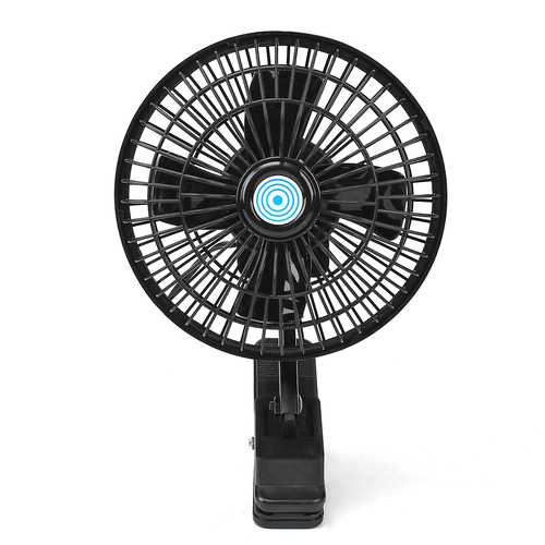 12V 6-Inch Clip-On Car Oscillating Fan with 2M Cable & Speed Control - Perfect for Truck, Van, RV Cooling & Ventilation on Hot Summer Days