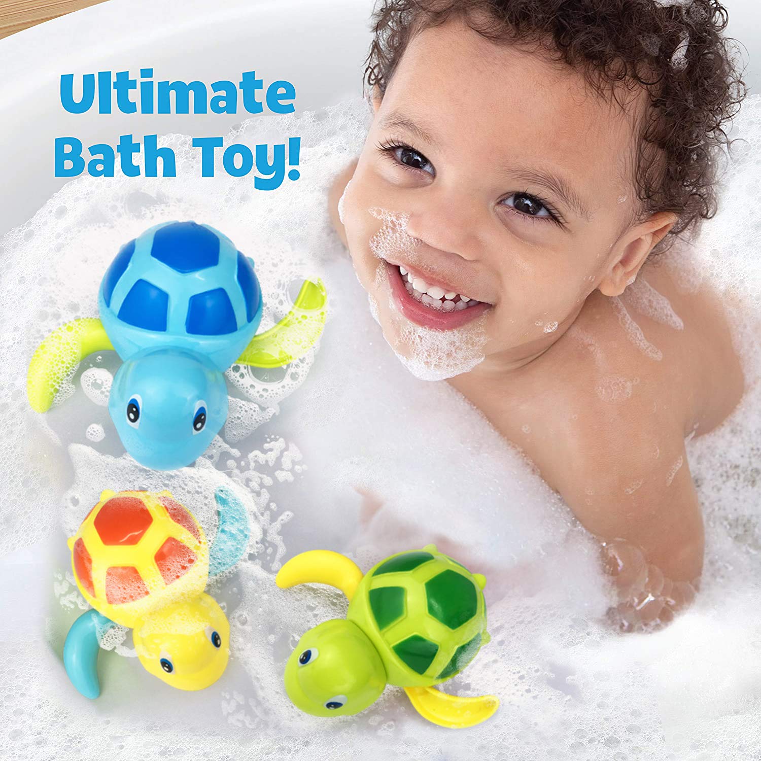 **Best Bath Toys for Toddlers 1-5 Years Old - Wind Up Swimming Turtle & Floating Bathtub Water Toys - Fun Pool Toys for Kids - Perfect Gift for Preschool Boys & Girls (3-Piece Set) - Ideal for Bathtime, Pool Play & Sensory Development**