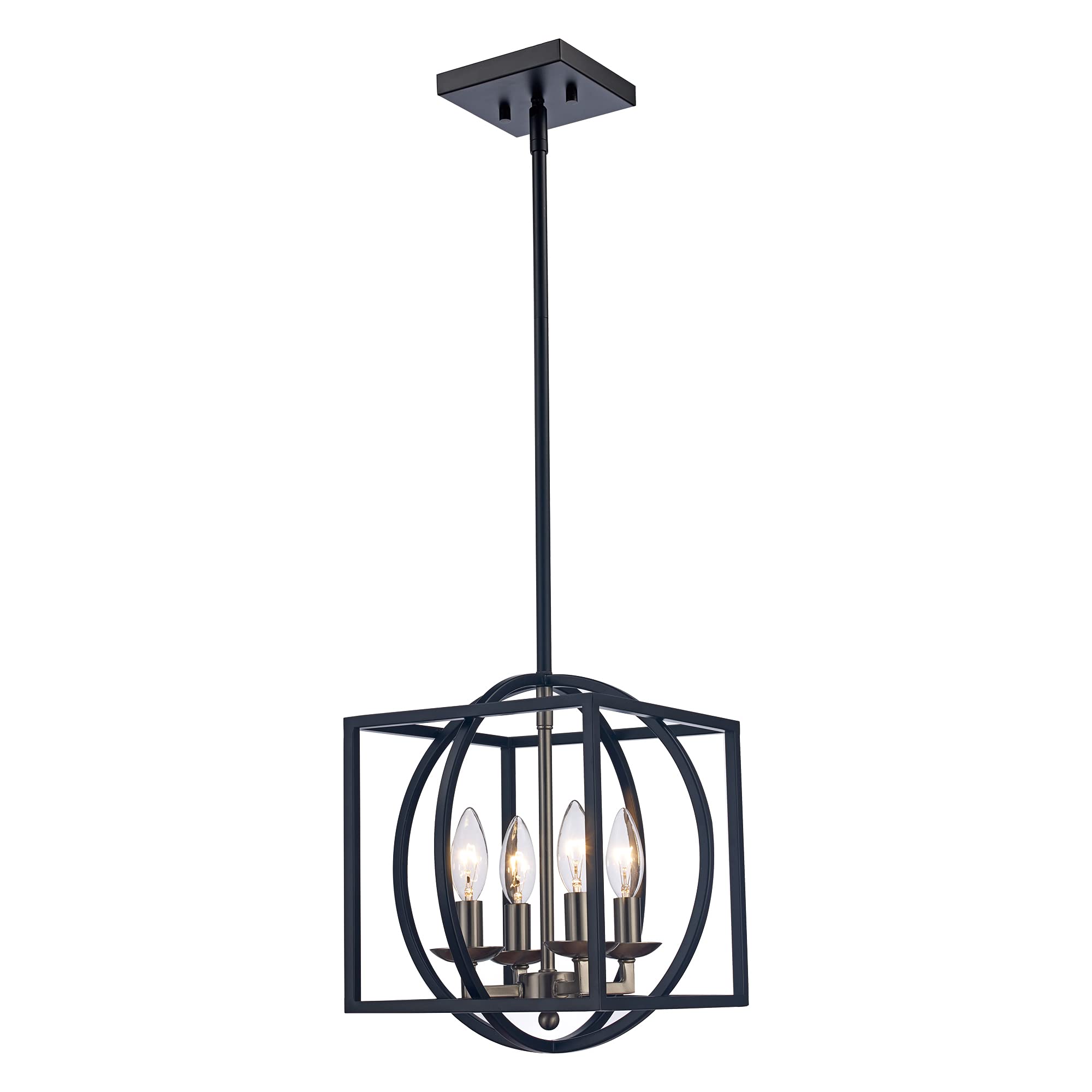 TRANS GLOBE Chattanooga 4-Light Square Candle Chandelier - Modern Farmhouse Ceiling Light Fixture for Dining Room, Bedroom, or Entryway