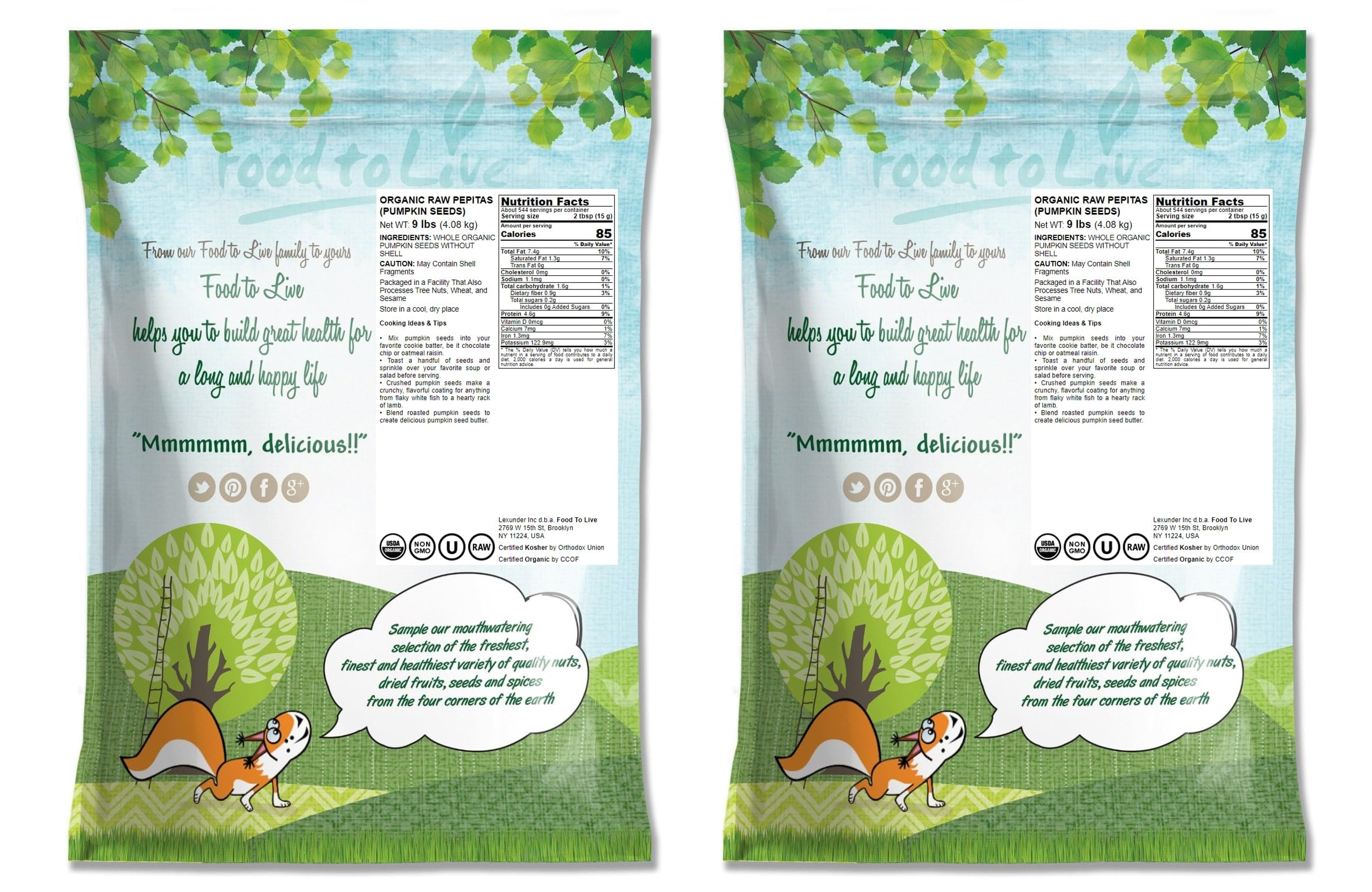 Food to Live Organic Raw Pepitas (Pumpkin Seed Kernels) - 18 Pounds Bulk, Non-GMO, Unsalted, No Shell, No Oil, Vegan, Kosher | Keto-Friendly, High Protein & Essential Fatty Acids | Perfect for Baking, Snacking, Salads & Healthy Recipes