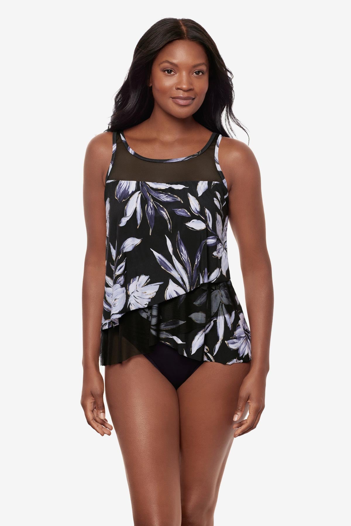 Mirage Floral Print Tankini Top for Women - Fiore Di Luna Swimwear - Perfect for Beach Vacations & Pool Parties