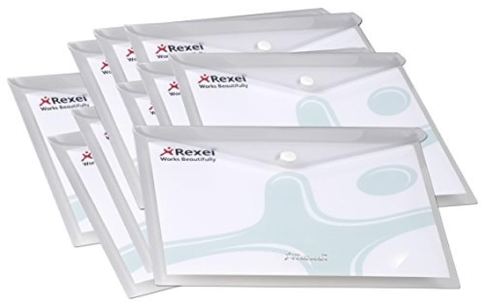 Rexel A4 Clear Landscape Ice Popper Wallet - Pack of 50 | Durable Plastic Document Holders for Office, School & Business | Perfect for Organizing Files, Receipts & Important Papers