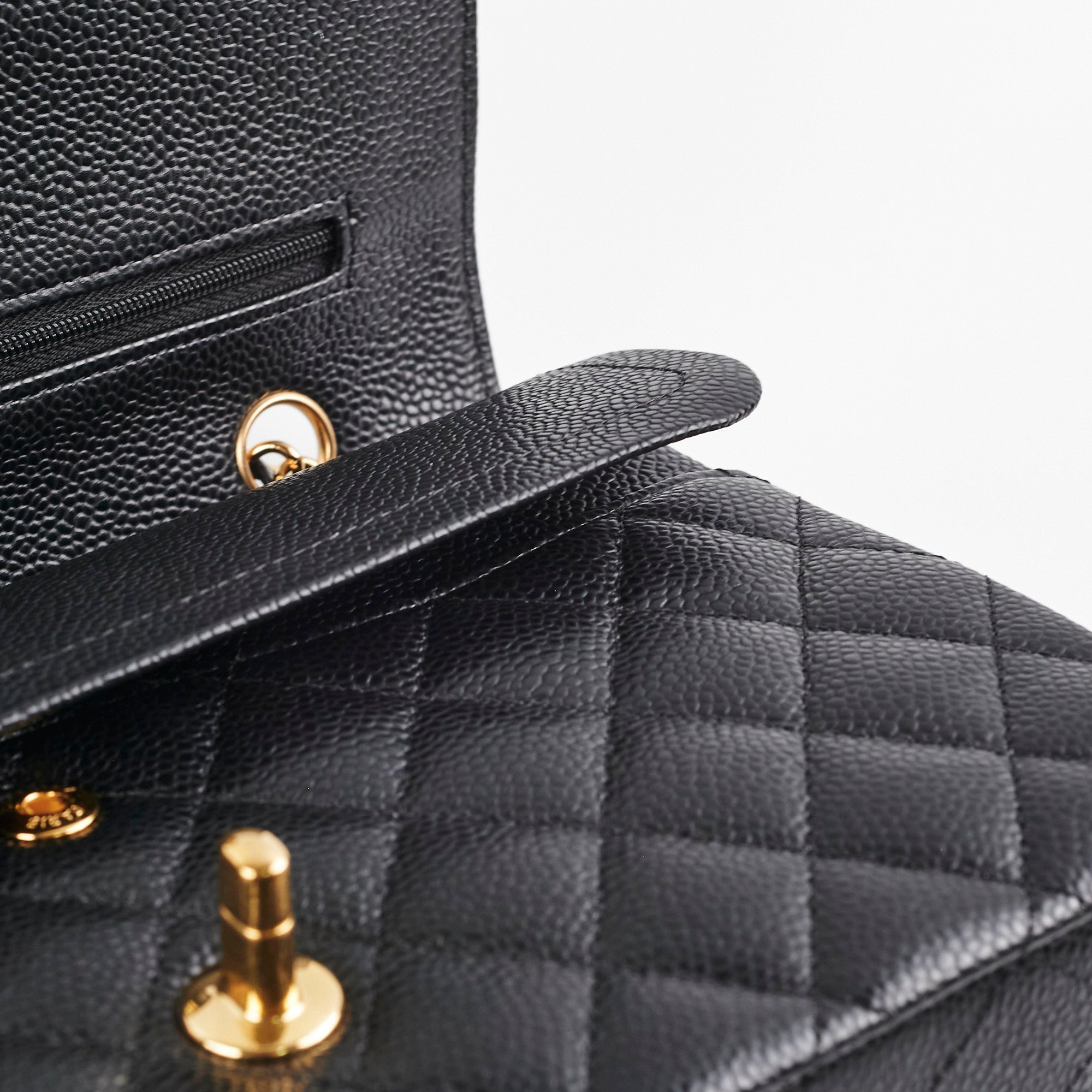 Chanel Caviar Medium/Large Double Classic Flap Black Handbag 2022 - Luxury Designer Shoulder Bag for Women, Perfect for Work, Party & Everyday Use