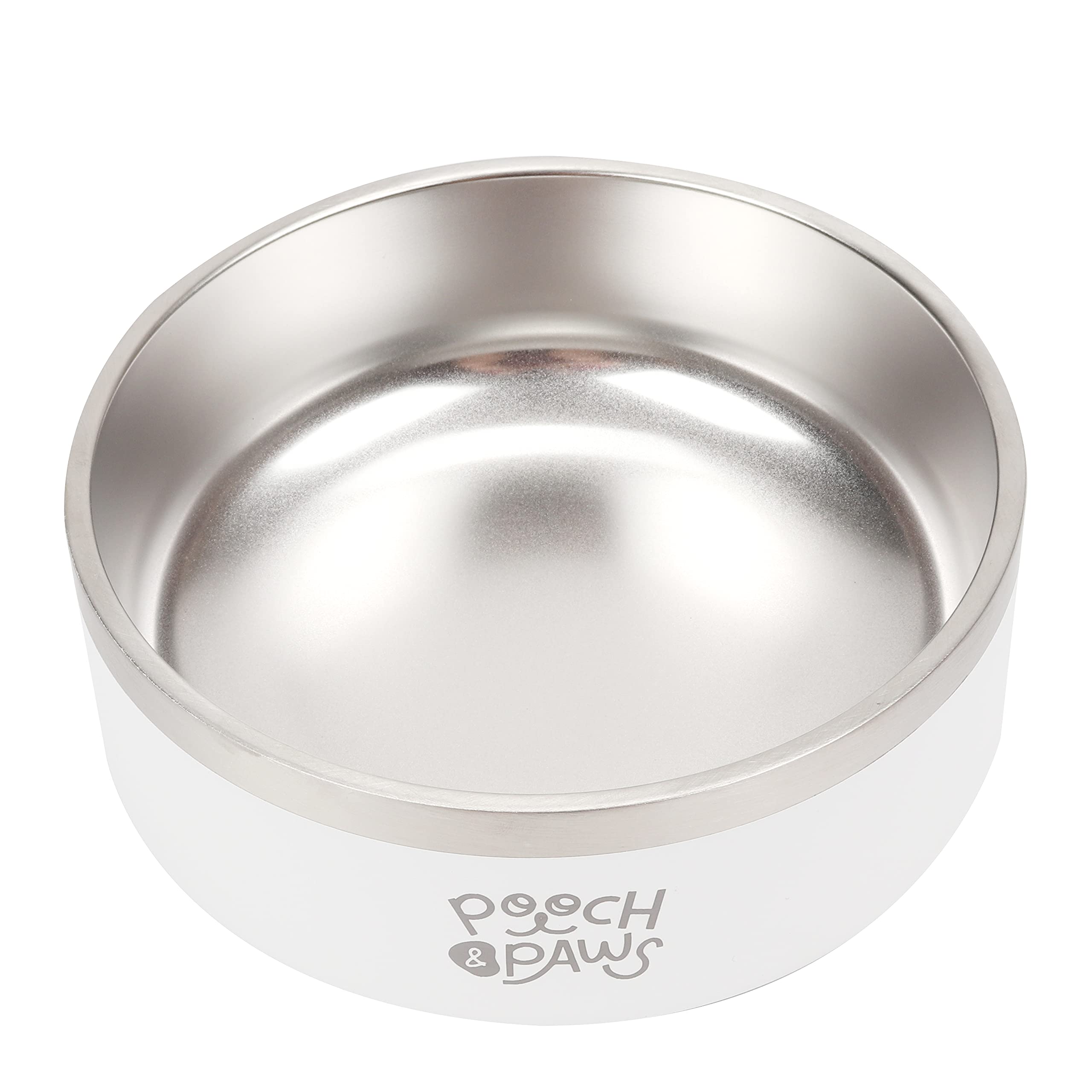 Stainless Steel Non-Slip Dog Bowl - Double Wall Insulated Pet Food & Water Dish (42oz, Glacier White) - Keeps Water Cool for Outdoor, Travel & Home Use