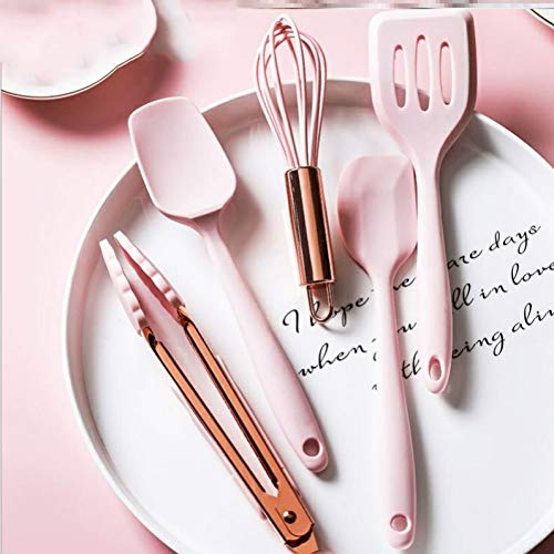 Premium Silicone Kitchen Utensil Set - 6-Piece Non-Stick Cooking Tools with Turner, Tongs, Spatula, Soup Spoon, Shovel & Oil Brush - Heat Resistant & BPA Free Kitchenware for Baking, Frying & Everyday Cooking