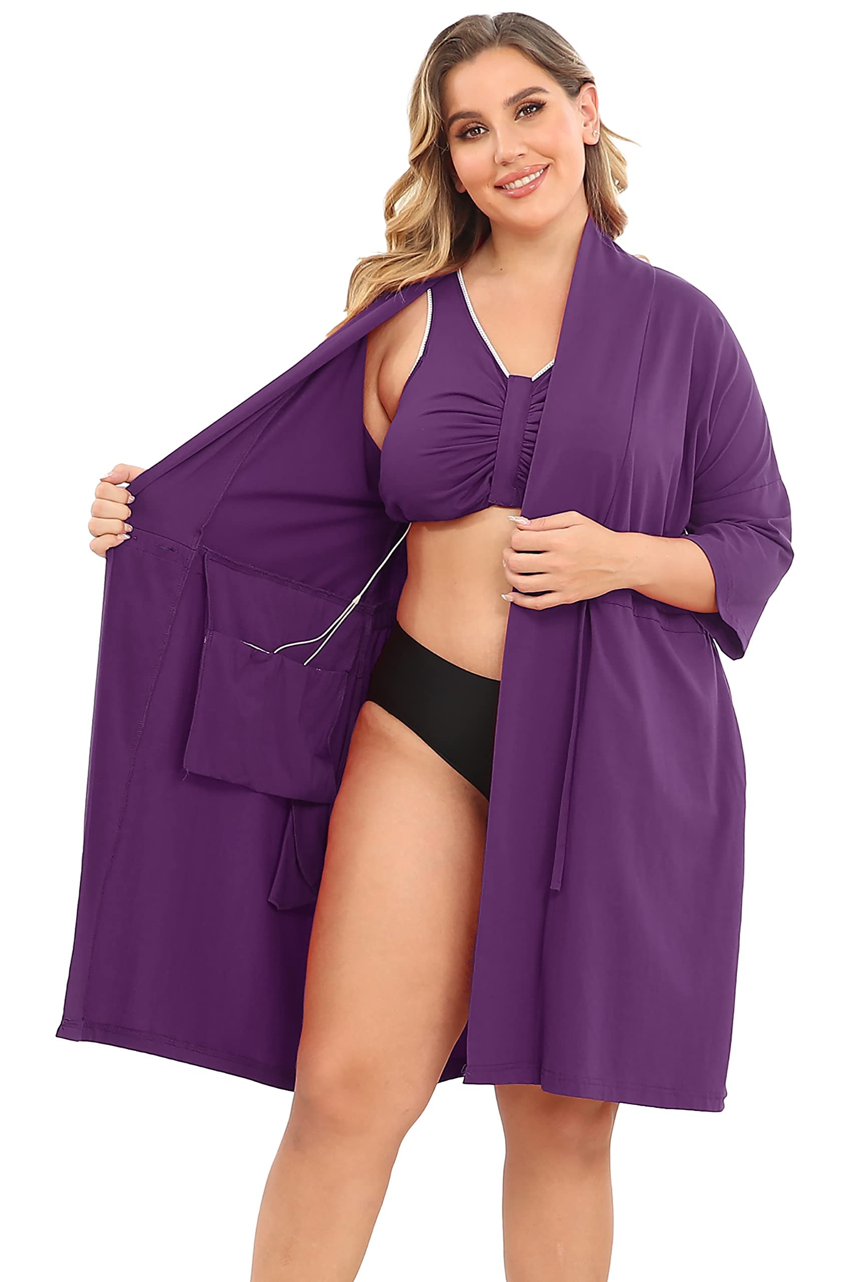 Post Surgery Mastectomy Bra for Breast Cancer Recovery - Comfortable Robe with Internal Drain Pockets - Ideal for Post-Operative Care & Home Recovery