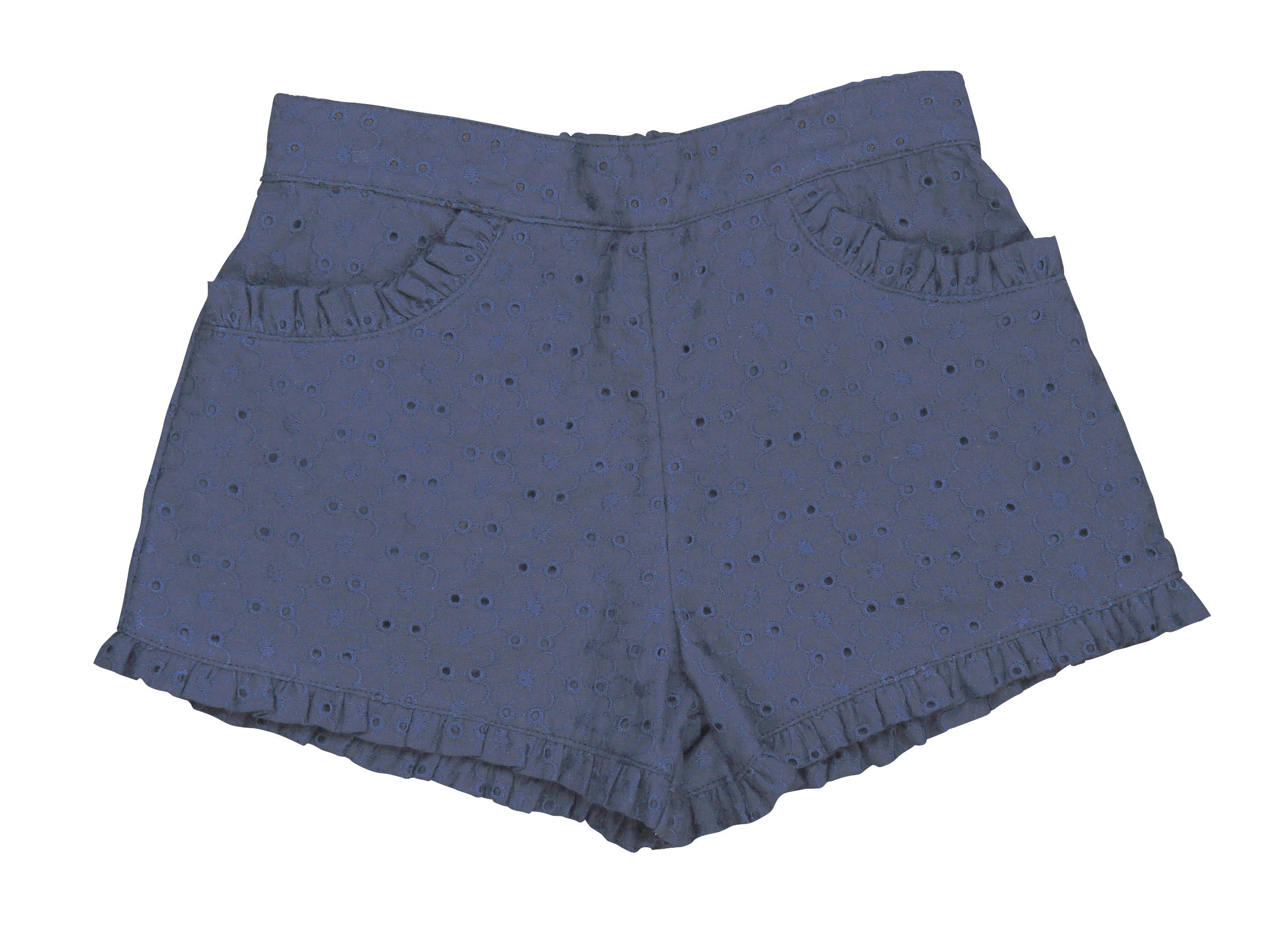Phoebe Pocket Shorts in Navy Blue with Eyelet Detail - Perfect for Summer Outfits, Beach Vacations & Casual Wear