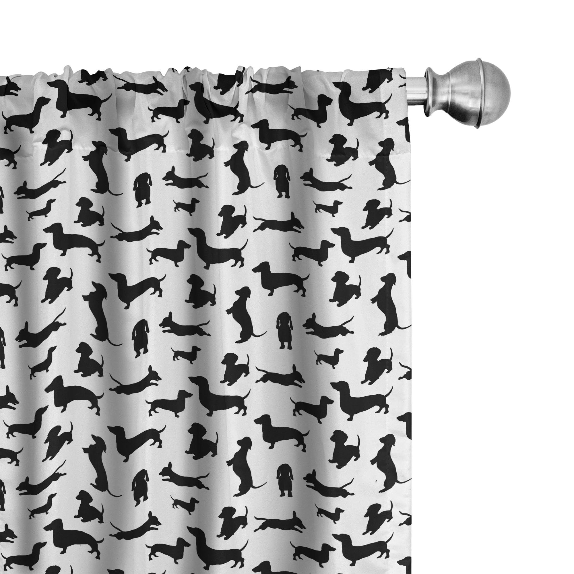 Ambesonne Dog Lover Window Curtains - Black & White Dachshund Print Lightweight Rod Pocket Panels (28x95 Inch, 2-Panel Set) | Pet Lover Home Decor for Living Room, Bedroom & Nursery