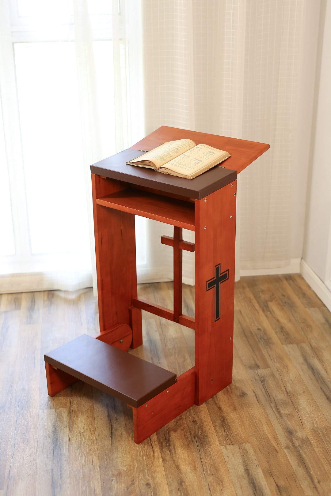 Wooden Folding Prayer Bench with Padded Kneeler - Comfortable Kneeling Stool for Church & Home - Perfect Religious Gift for Worship & Meditation