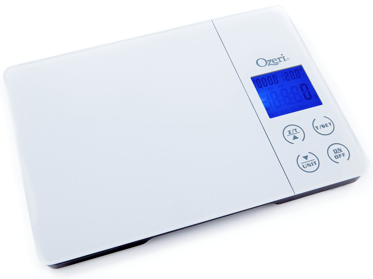 Ozeri Gourmet Digital Kitchen Scale with Tempered Glass - Precise Timer, Alarm & Temperature Display for Baking, Cooking & Meal Prep - Perfect for Home Chefs & Food Enthusiasts