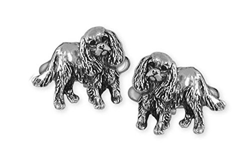 Handmade Sterling Silver Cavalier King Charles Spaniel Cufflinks - Elegant Dog Jewelry for Men (KC17-CL) | Perfect for Weddings, Formal Events & Dog Lover Gifts