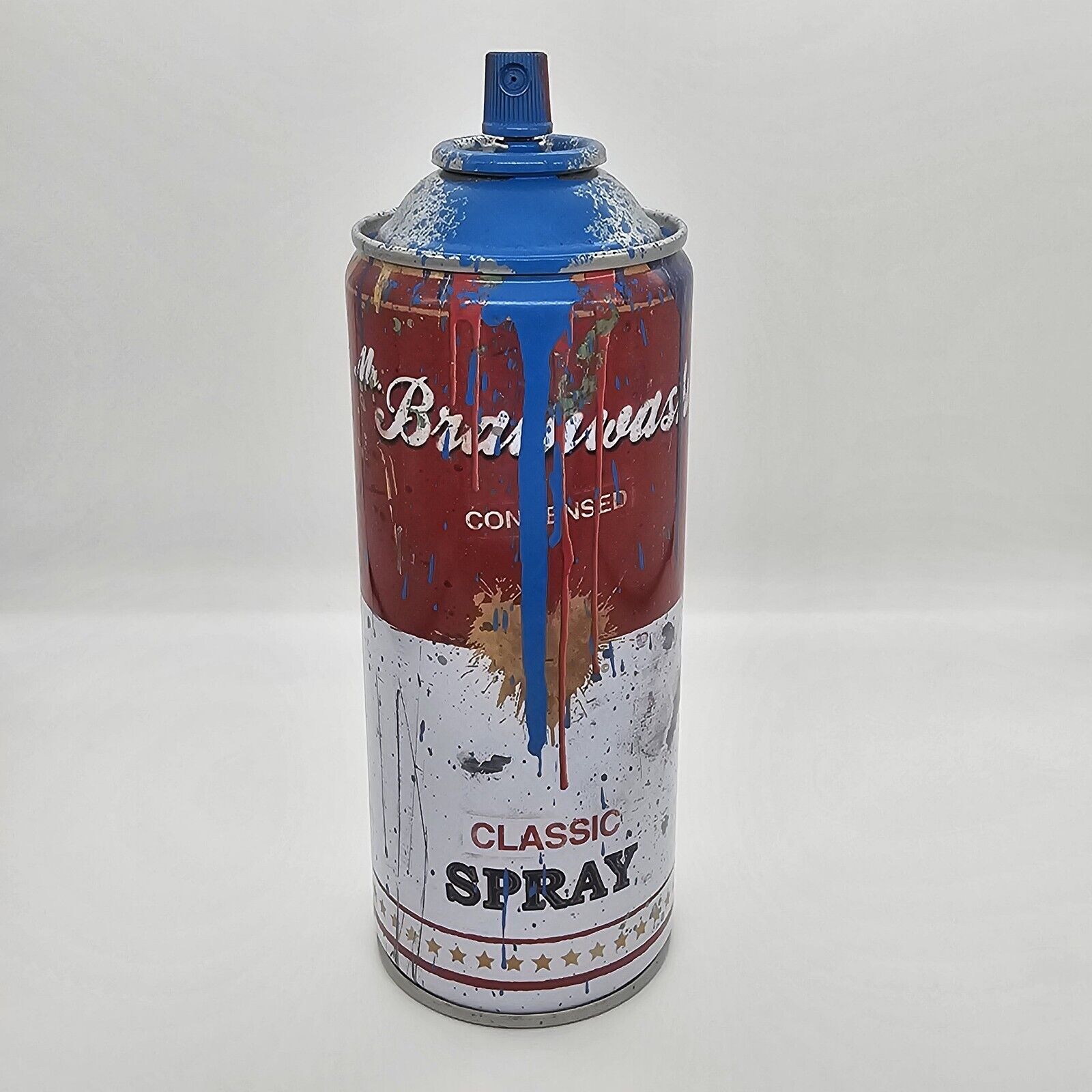 MR BRAINWASH Campbell's Soup Hand-Finished Spray Paint Can Artwork - Cyan Color - Pop Art Collectible for Home Decor & Street Art Enthusiasts
