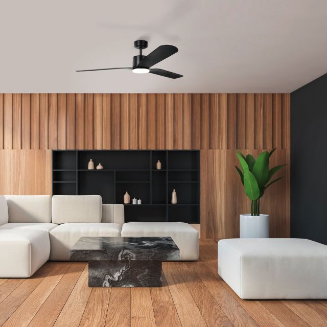 Eglo Iluka 60 Inch DC Ceiling Fan with 18W LED Light - 3 Color Temperature Options in Black - Perfect for Living Room, Bedroom & Outdoor Spaces
