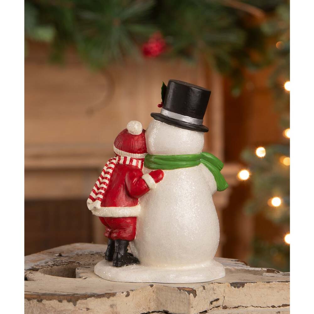 Bethany Lowe Designs Child Hugging Snowman - Festive Holiday Decor for Christmas Tree & Winter Home Decoration