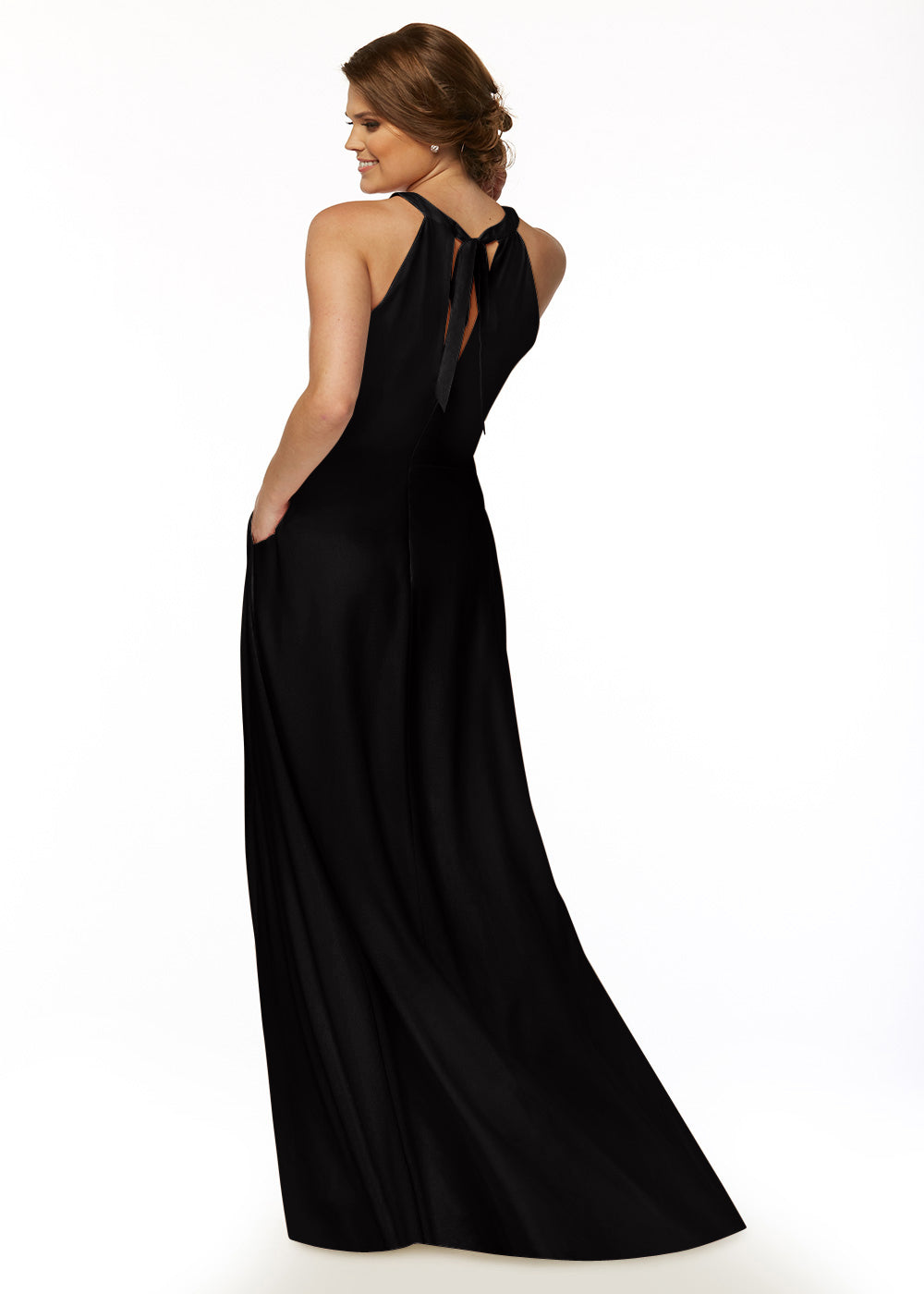 Elegant 83002 Stretch Chiffon A-Line Bridesmaid Dress with Adjustable Halter Neck - Perfect for Weddings, Formal Events & Special Occasions