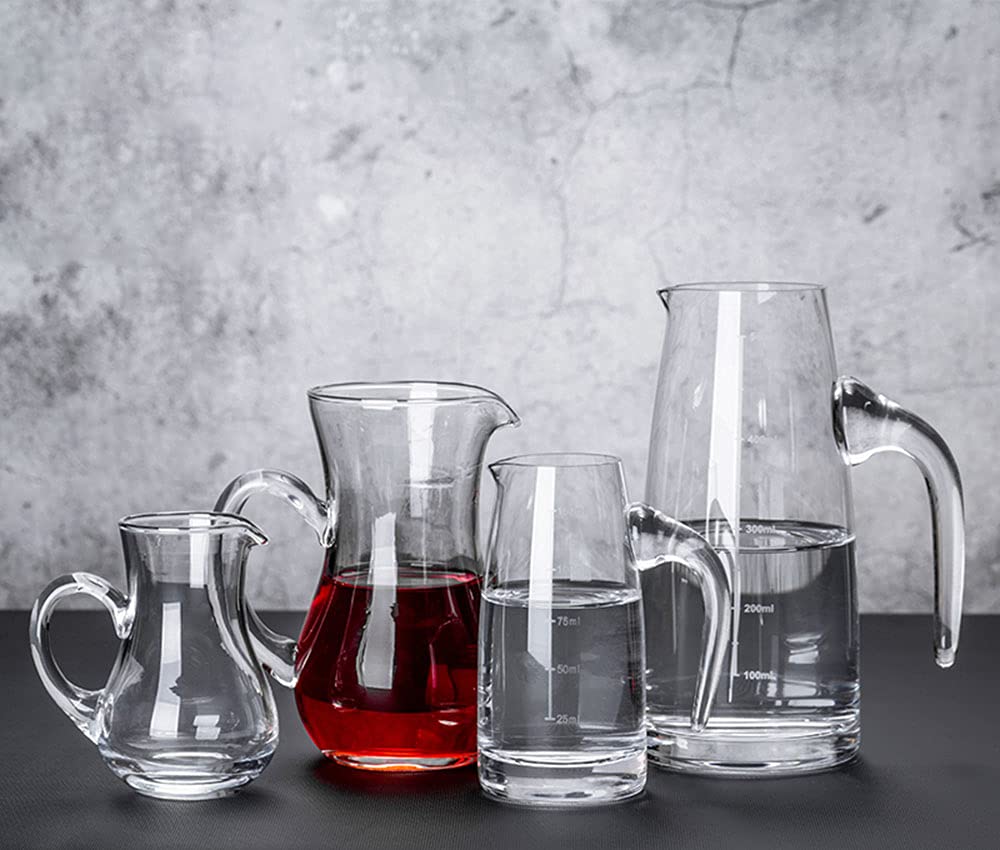 2-Piece Glass Creamer Pitcher Set - 100ml Milk & Sauce Serving Jug with Measurement Scale - Perfect for Coffee, Tea, and Dessert Presentation