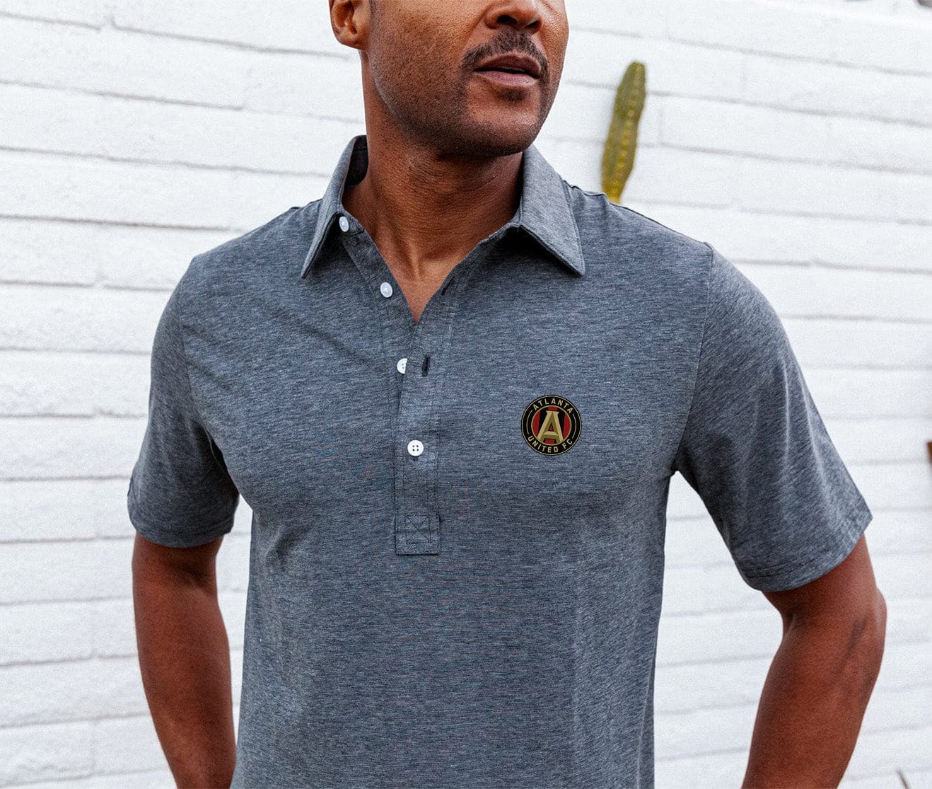 Atlanta United Performance Range Polo with Badge - Heather Gray | Breathable & Comfortable Soccer Jersey for Fans & Players | Perfect for Games, Training & Casual Wear