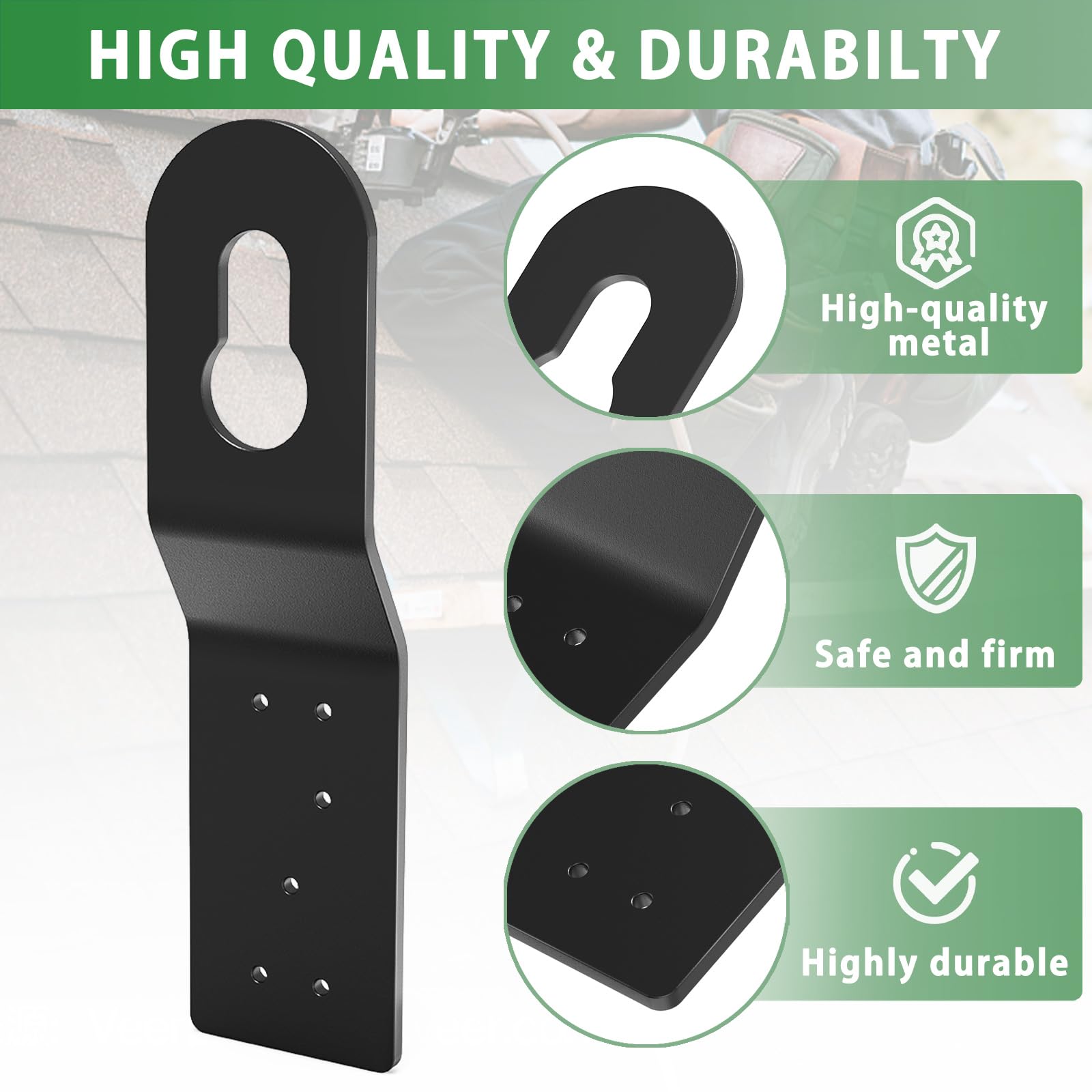 12 Pcs Black Roof Safety Anchor Hitch Clips - Heavy Duty Fall Protection Anchors for Wood Surfaces | OSHA Compliant Roofing Safety Gear for Construction Workers & DIY Home Projects