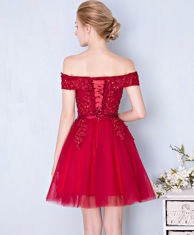 Burgundy Lace Tulle Short Prom Dress for Women, Elegant Homecoming Dresses with Lace Details - Perfect for Prom Night, Homecoming Dance, and Special Occasions