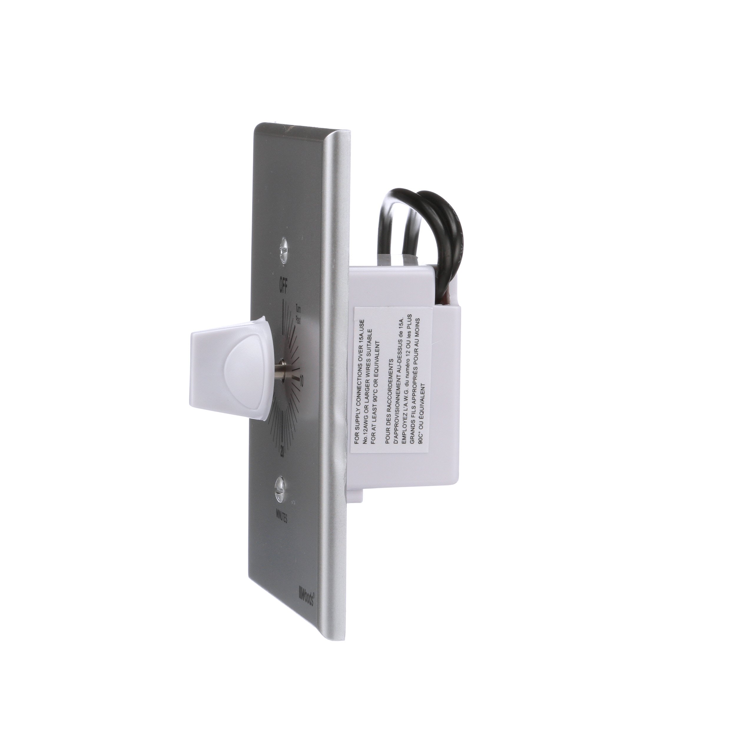 Woods 59716 30-Minute Spring Wound In-Wall Timer - Gray | Automatic Light Switch for Bathroom, Laundry Room & Home Automation