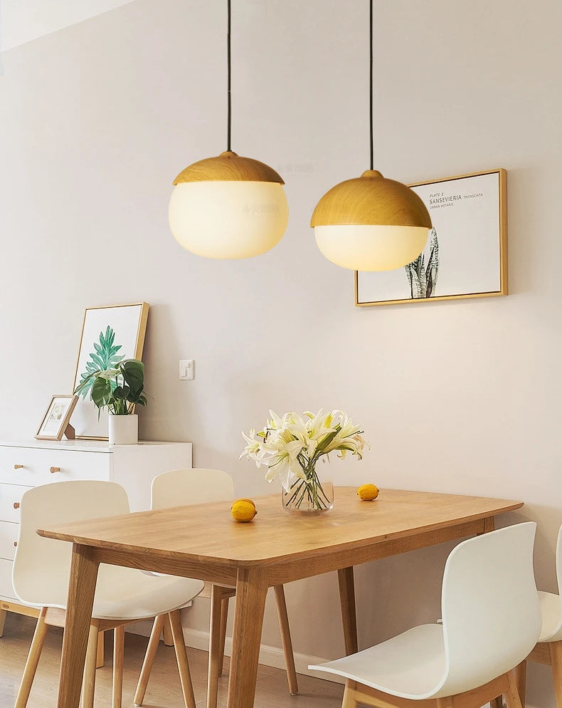 Handmade Nut Art Pendant Lamp - Natural Wood Ceiling Light Fixture for Dining Room, Kitchen & Bedroom Decor