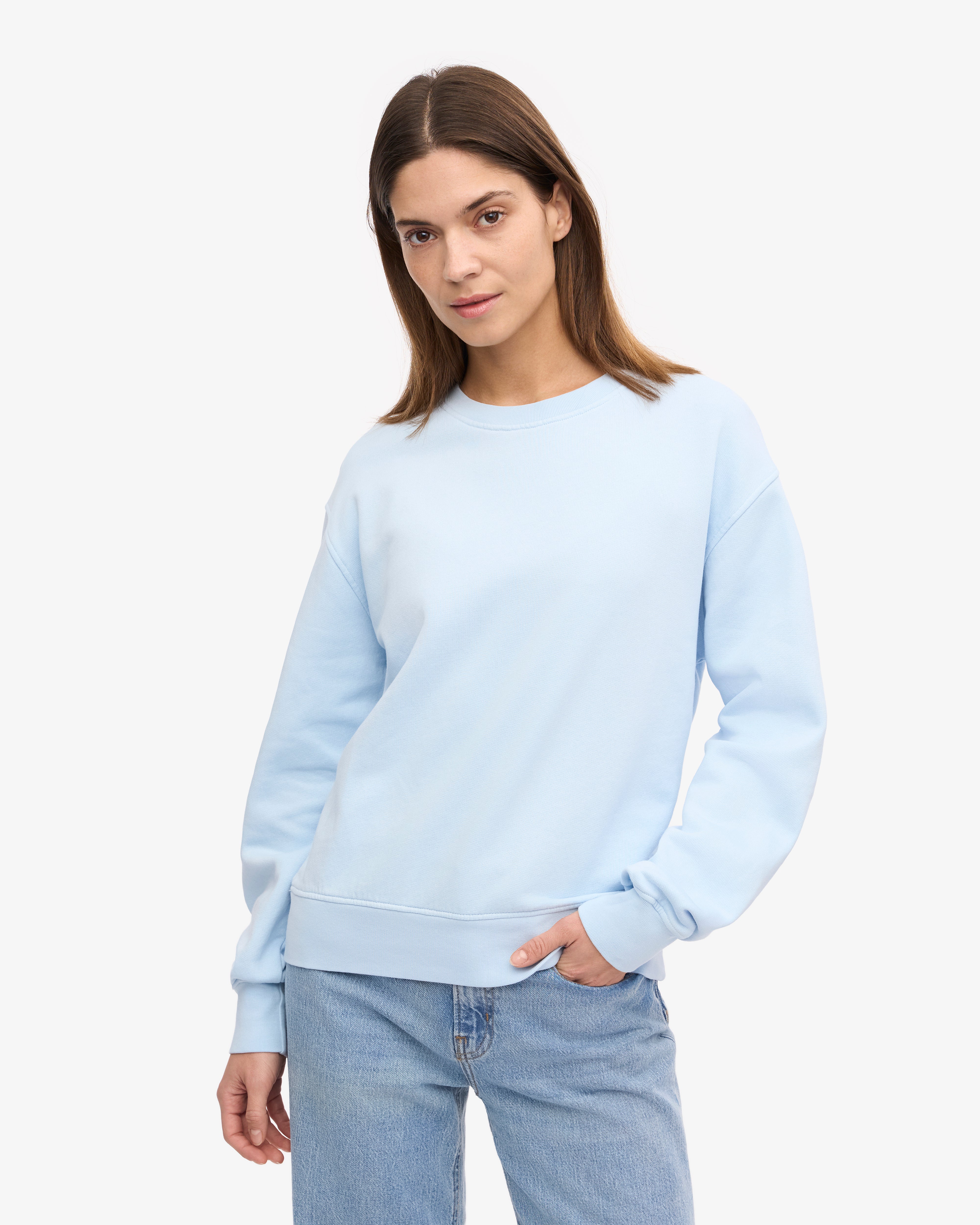 Women's Classic Organic Cotton Crew Neck T-Shirt - Polar Blue - Casual Wear, Lounge & Everyday Comfort