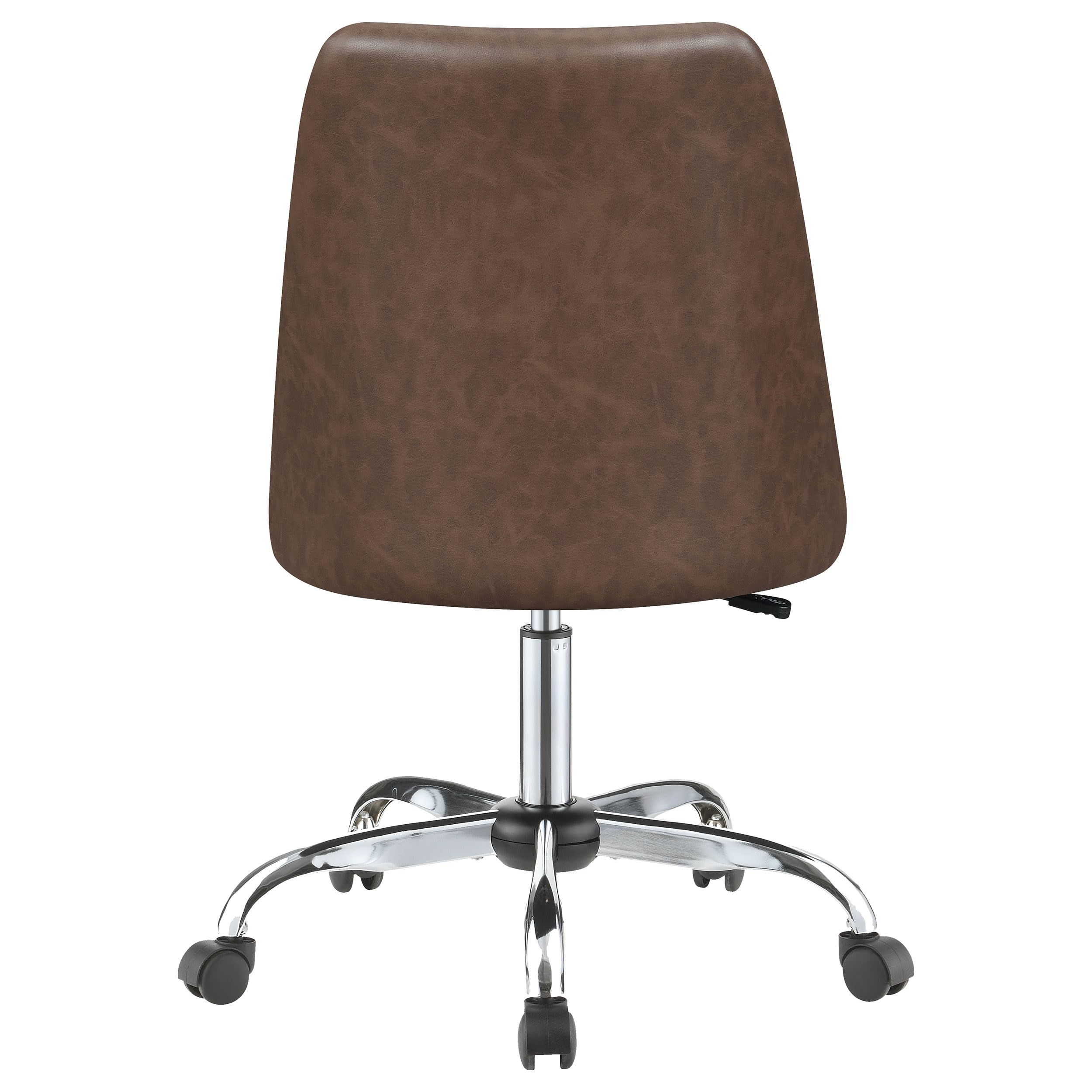 Coaster Home Furnishings Althea Upholstered Adjustable Office Chair - Ergonomic Desk Chair with Lumbar Support, Brown - Perfect for Home Office, Gaming & Study