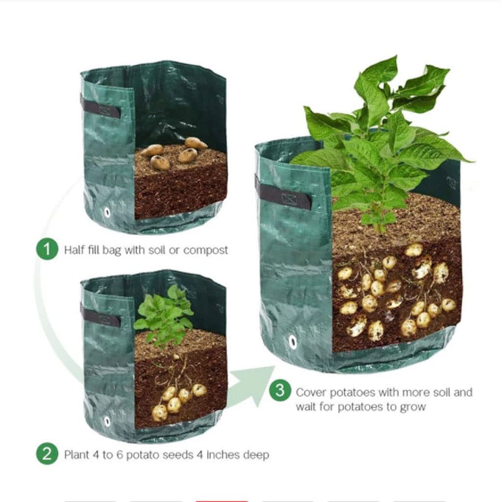 Potato Grow Bags - 35x30cm Thickened PE Fabric Plant Containers for Vegetables, DIY Garden Planting Pots | Ideal for Home Gardening, Balcony Planting & Organic Vegetable Cultivation