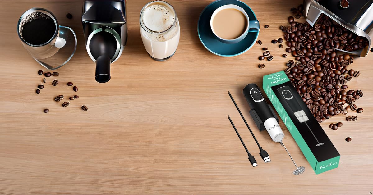 Electric Milk Frother Handheld - Rechargeable Coffee Mixer & Frother Whisk for Latte, Cappuccino, Matcha, Hot Chocolate - Mini Blender for Kitchen, Office, Travel & Home Use