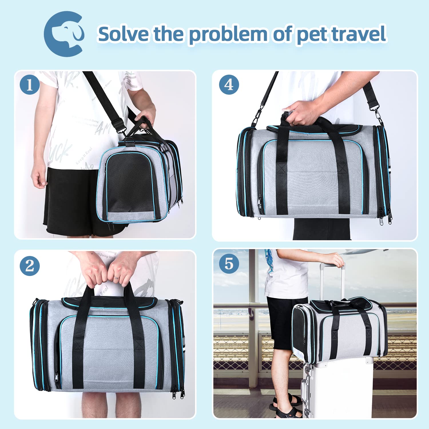 TSA Approved Expandable Pet Carrier for Cats & Dogs - Travel & Home Use