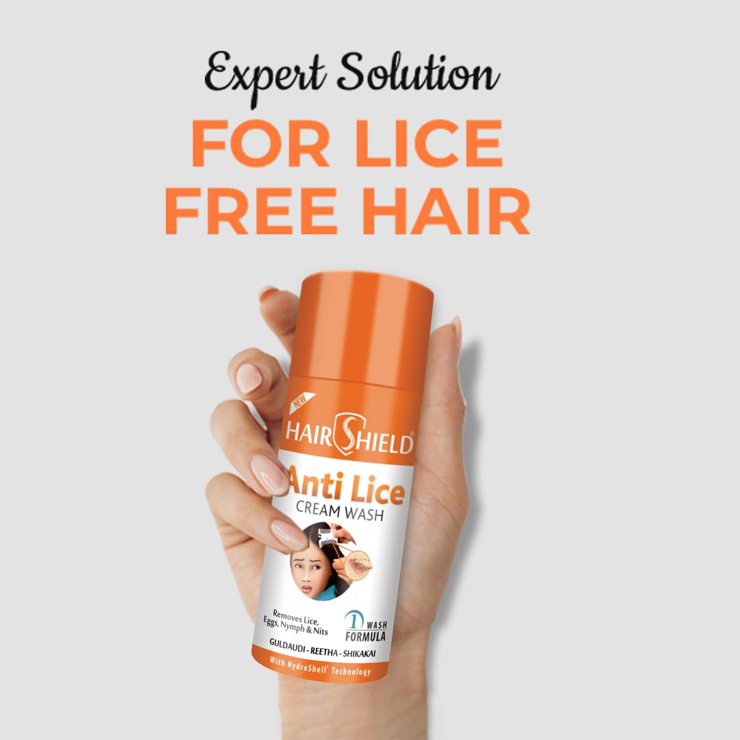 HairShield Anti-Lice Cream Wash - Head Lice Treatment with Free Comb (30ml x 4 Pack, 120ml Total) - Safe & Effective for Kids & Adults at Home or School