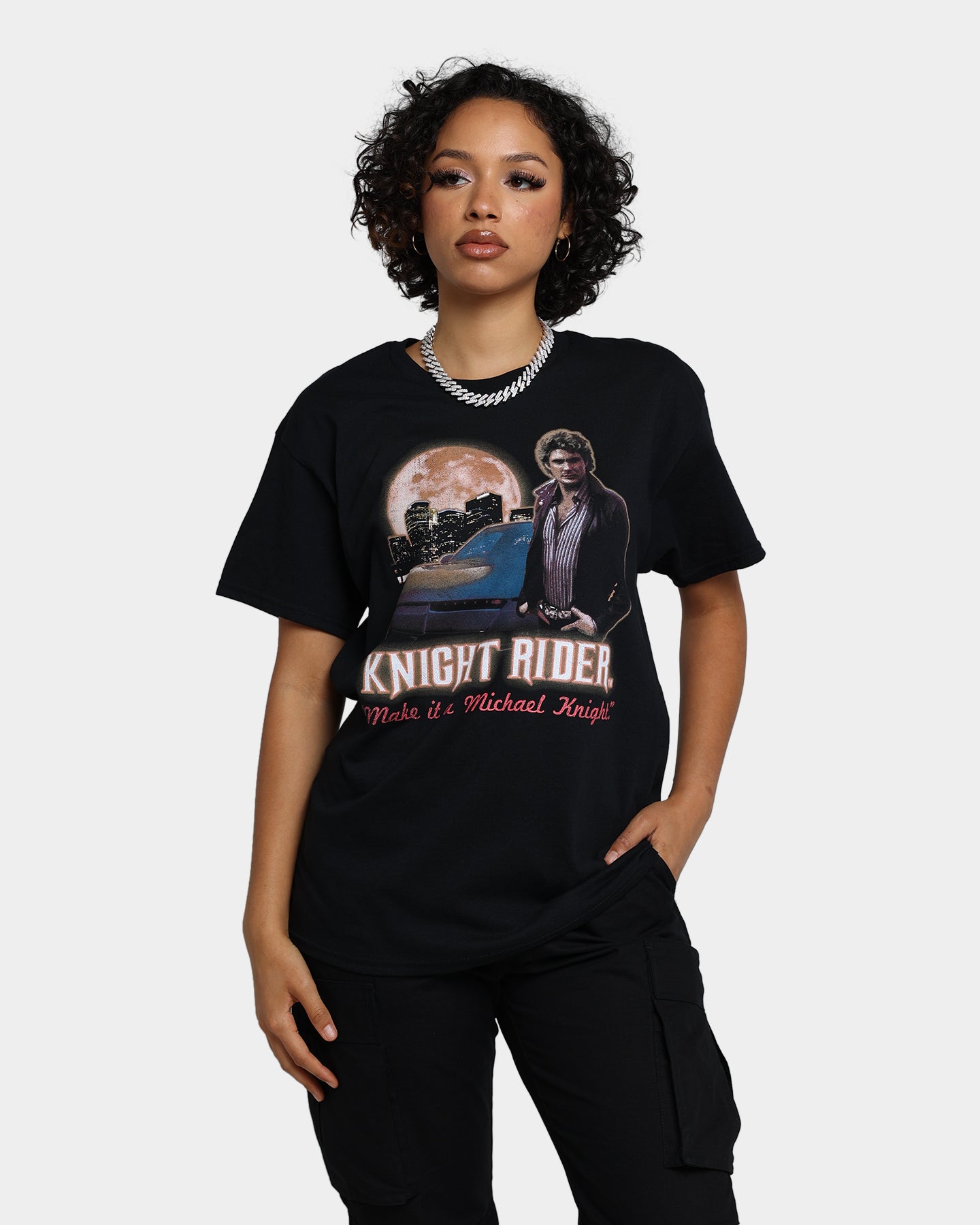 Vintage Knight Rider Michael Knight T-Shirt - Black Retro 80s TV Show Tee for Fans | Perfect for Cosplay, Halloween & Casual Wear