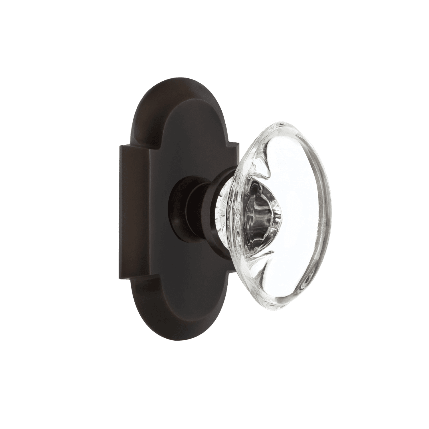 Vintage Cottage Short Plate with Oval Clear Crystal Knob in Timeless Bronze - Perfect for Cabinet, Drawer & Furniture Hardware Upgrade