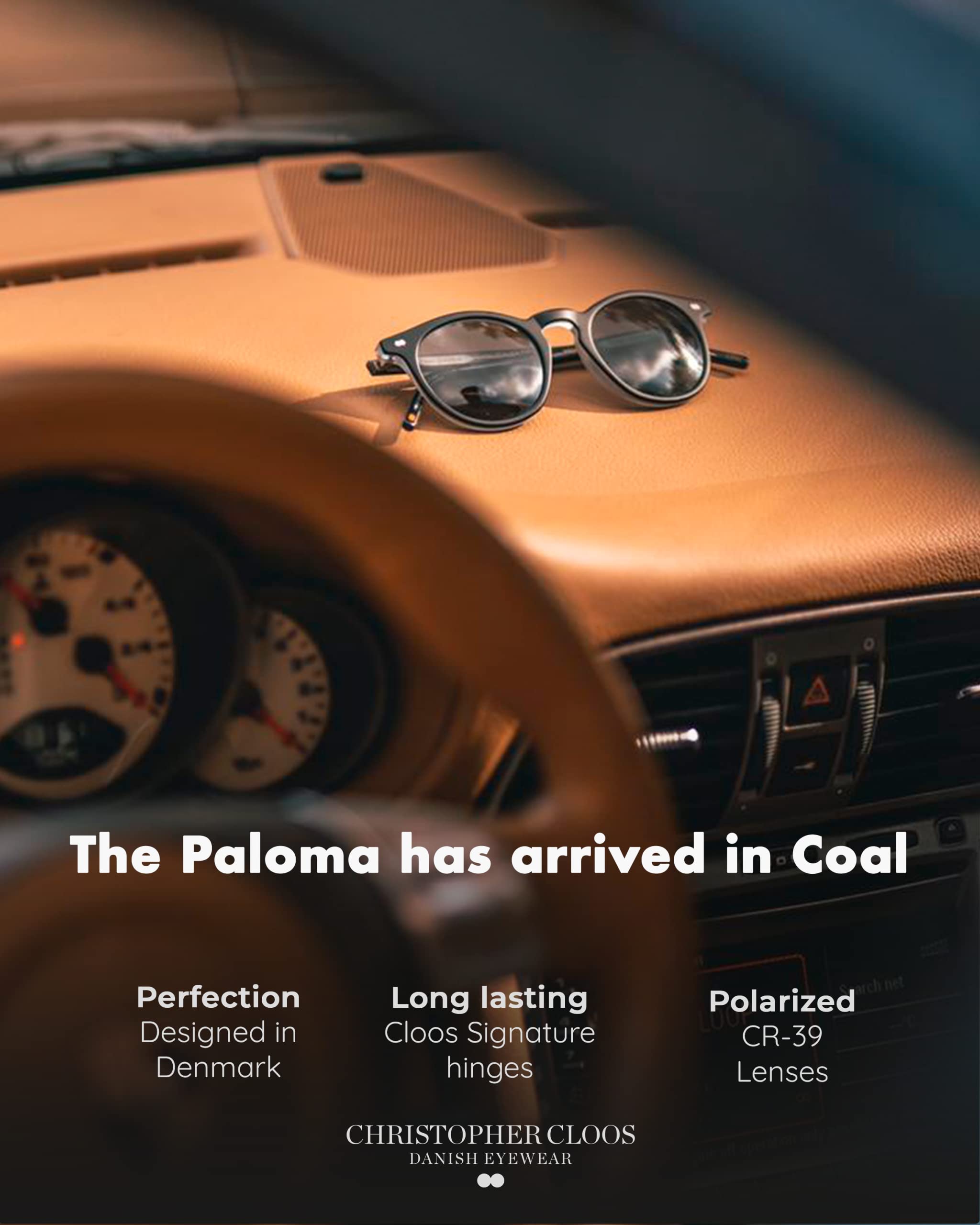 Christopher Cloos Paloma Coal Round Polarized Sunglasses for Men & Women – UV Protection, Trendy Unisex Shades with Case – Perfect for Driving, Beach & Outdoor Activities