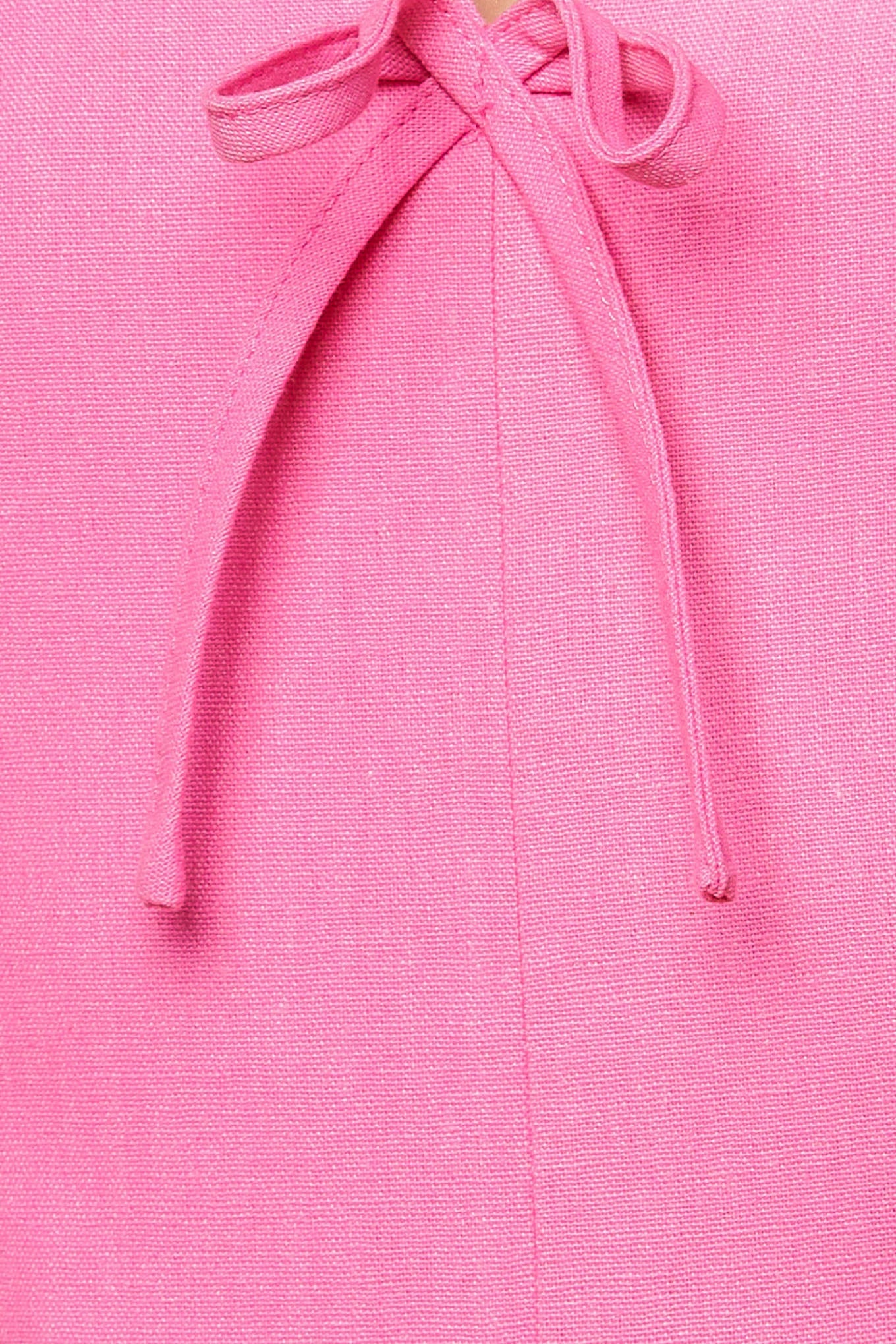 Elegant Pink Midi Dress with Center Bow - Perfect for Weddings, Parties & Special Occasions