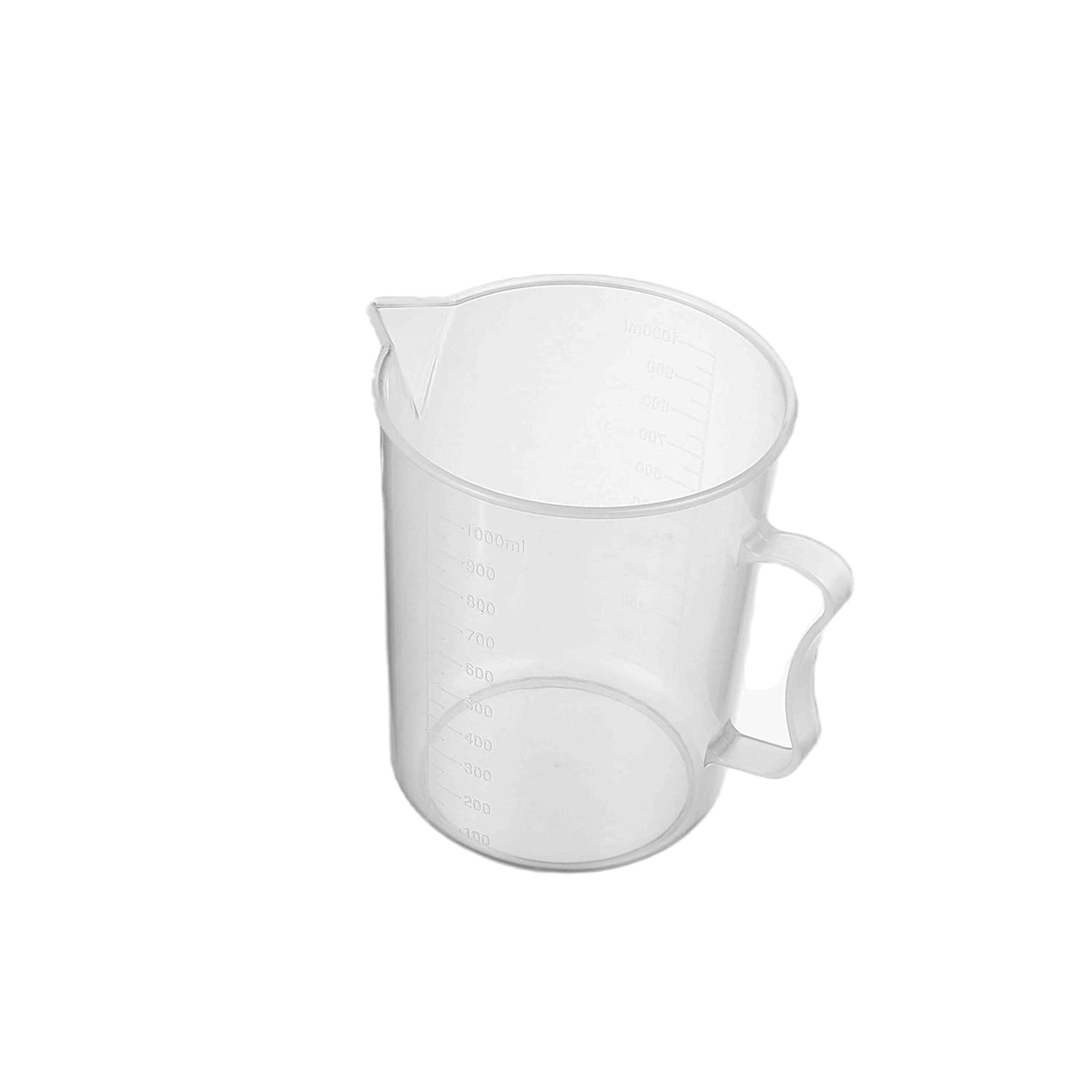 1000ml Plastic Graduated Beaker with Handle - Transparent PP Lab Measuring Cup for Resin Mixing, Kitchen Liquids & Science Experiments | Perfect for DIY Crafts, Baking & Laboratory Use