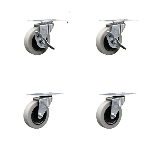 4 Swivel w/Large TP & 2 Side Lock Brakes